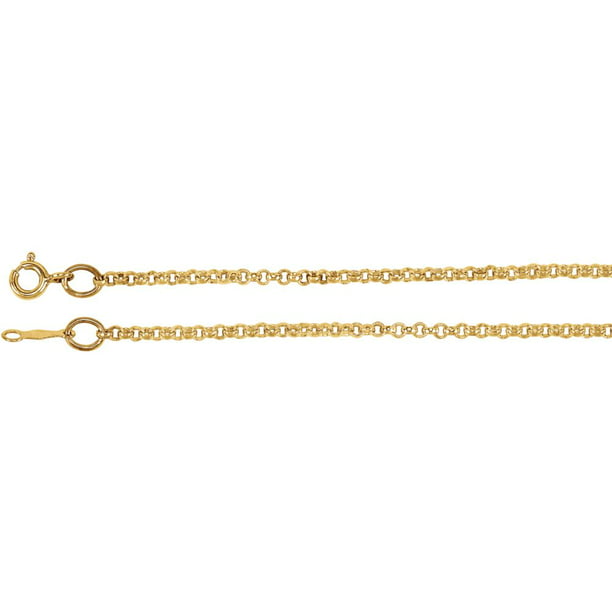 10K Yellow Gold 1.3mm Round Rolo Cable Necklace Link Spring Clasp 16-24 Inches 